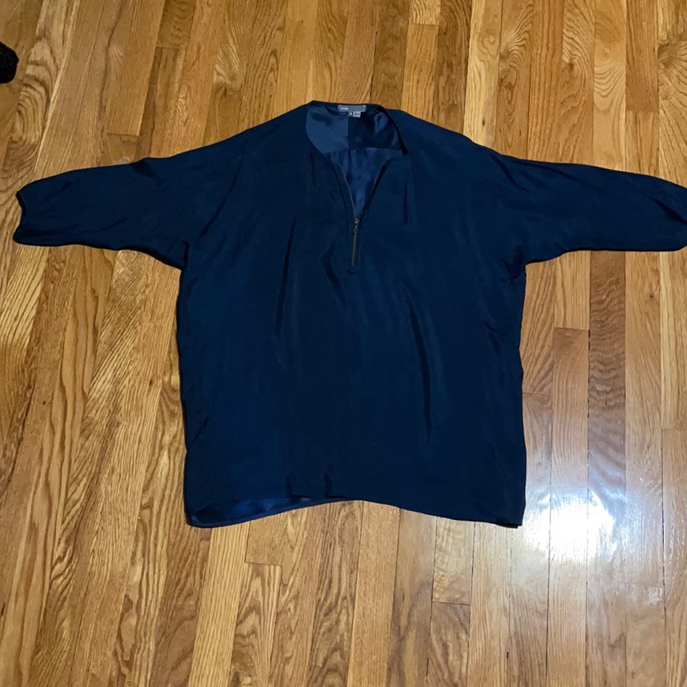 Navy silk blouse